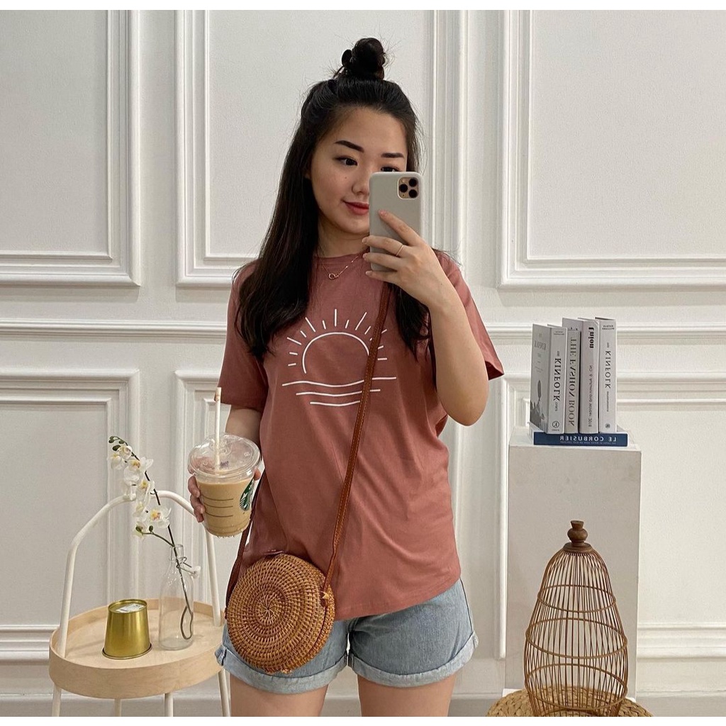 KAOS DUSTY ROSE | BAJU TSHIRT TUMBLR TEE PINK KOREAN KOREA STRAWBERRY HEY HEY SUNSHINE