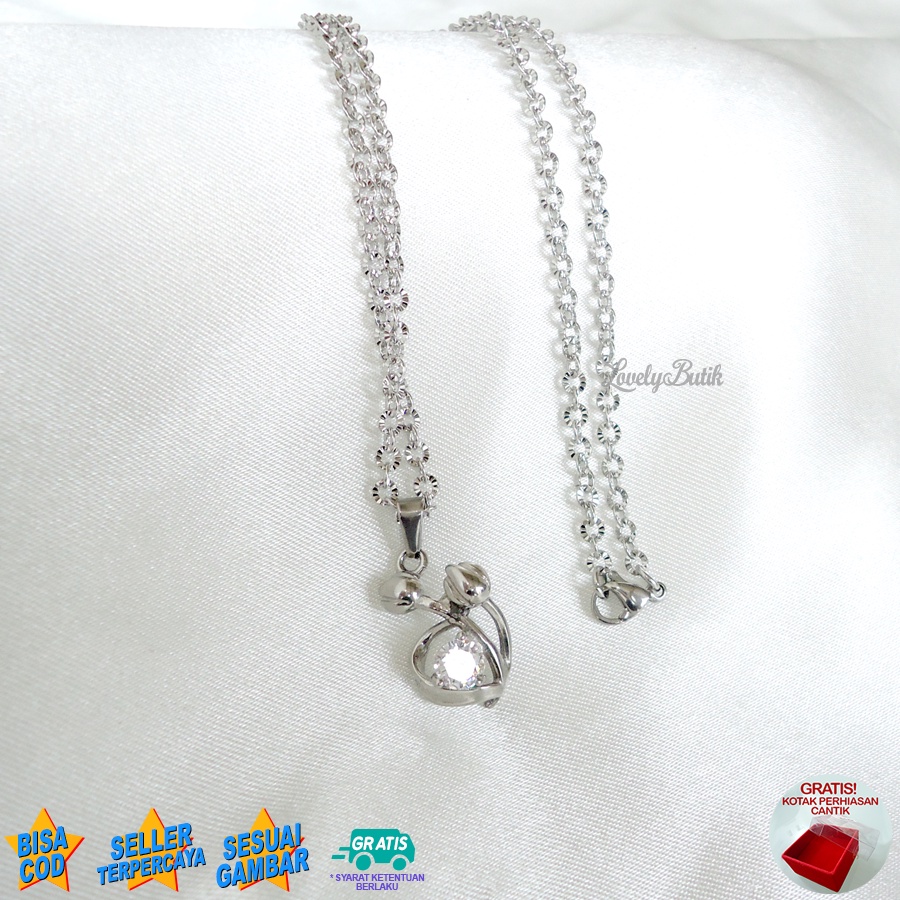 Lovelybutik - Kalung Titanium Wanita Asli Anti Karat 4rabelle Kalung Anti Luntur Korea Model Terbaru Bonus Kotak Perhiasan