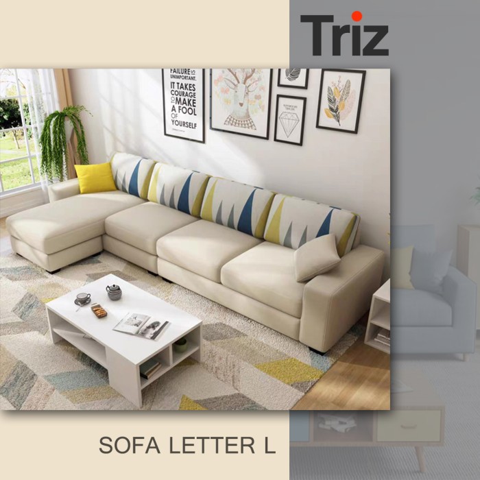 Triz Furniture Sofa Letter Cream L Sofa Minimalis Sofa Ruang Tamu Sofa L Shape
