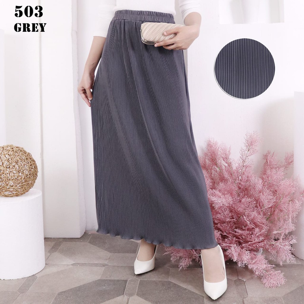 ROK PLISKET MURAH 503 LUVALINE ROK PLISKET PANJANG PLEATED SKIRT FLARE SKIRT MAYUNG FLOWY REMPEL