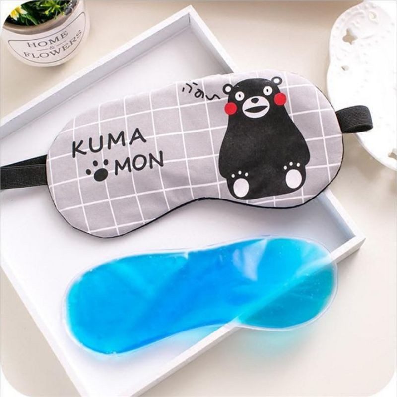 Penutup mata tidur dengan gel pendingin motif kartun doraemon minions totoro kumamon