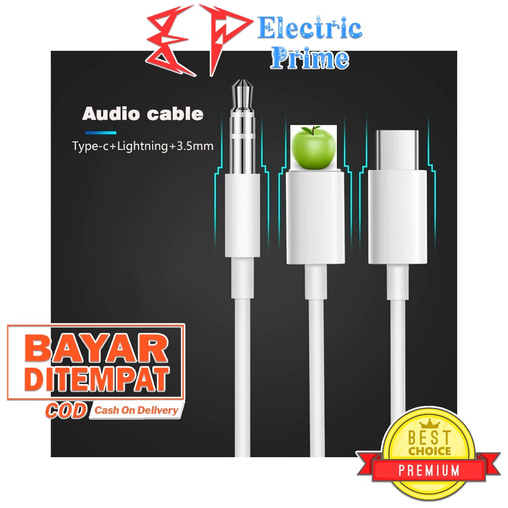 Cable Splitter Audio Adapter Aux Lightning Type C To Jack 3.5mm TRIPLEDI Kabel Converter 2in1