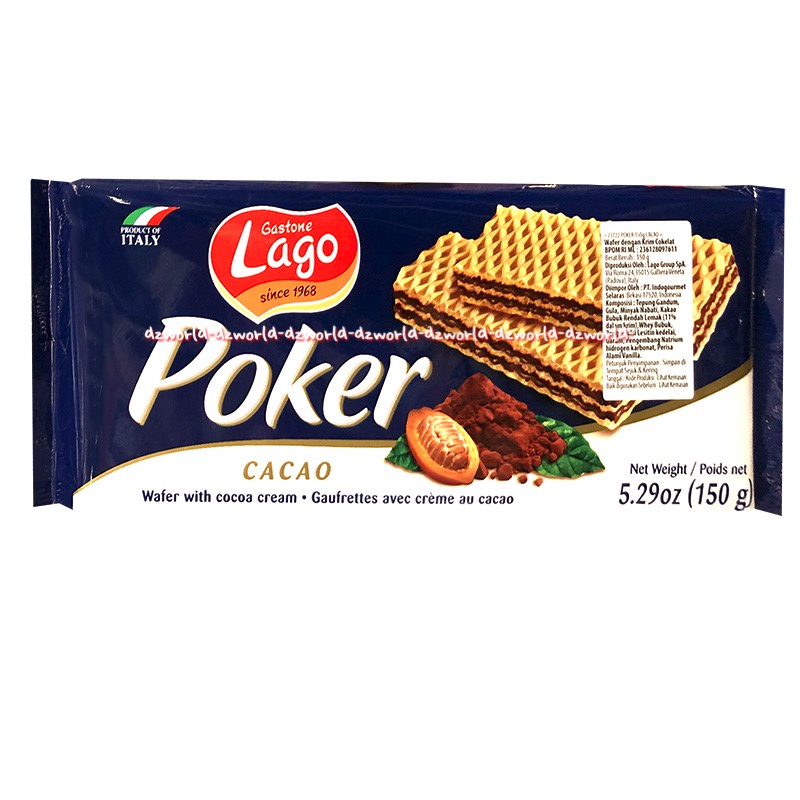 Lago Poker 150gr Cacao Nocciola Vaniglia Wafer With Coklat Kakao Cream Waffer Vanila Laggo