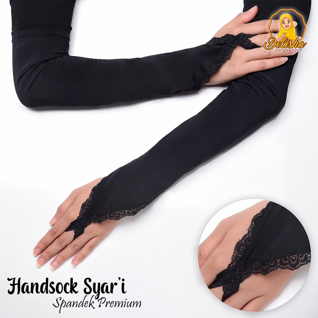 Manset Tangan Cincin Renda Wanita Spandek Premium Standard / Manset Tangan Spandek Renda / Handsock Syar'i Spandek Premium / Handsock cincin Renda Spandek Premium