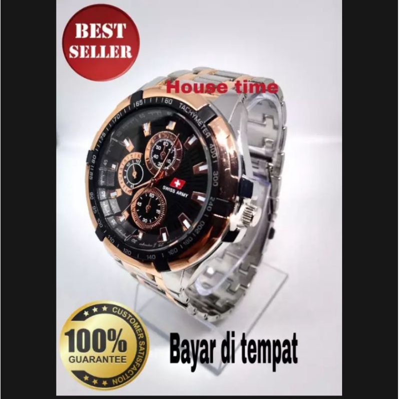 jam tangan pria rantai silver kombinasi rosegold / jam tangan pria / jam pria rantai / jam casual pr