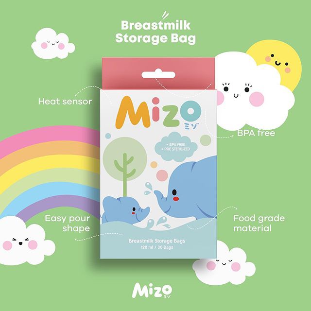 MIZO Breastmilk Storage Bags 120ml isi 30 pcs KANTONG ASI 120 ml dengan Sensor Panas BPA FREE