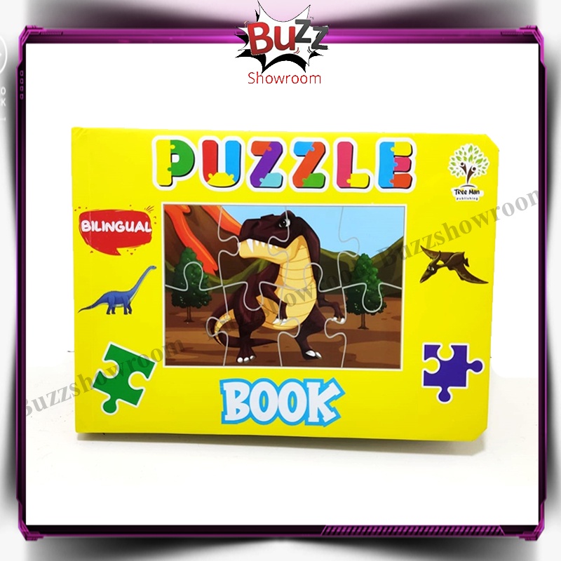 Puzzle Book Dinosaurus dual bahasa inggris indonesia buku anak