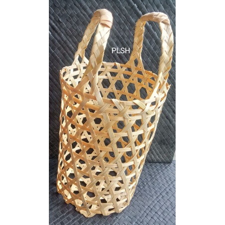anyaman bambu tas bulat tas toples15×21
