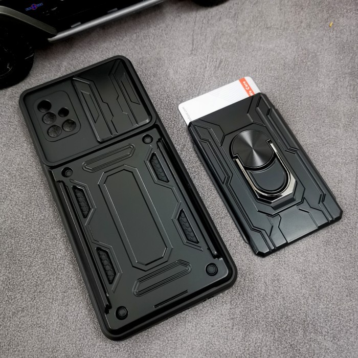 Samsung M51 - CardX Flip Lens Card Ring Rugged Armor Case Shockproof