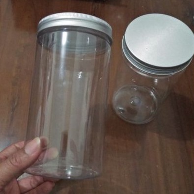 Toples tinggi bening 900 ml tutup aluminium plastik pet Tabung Silinder