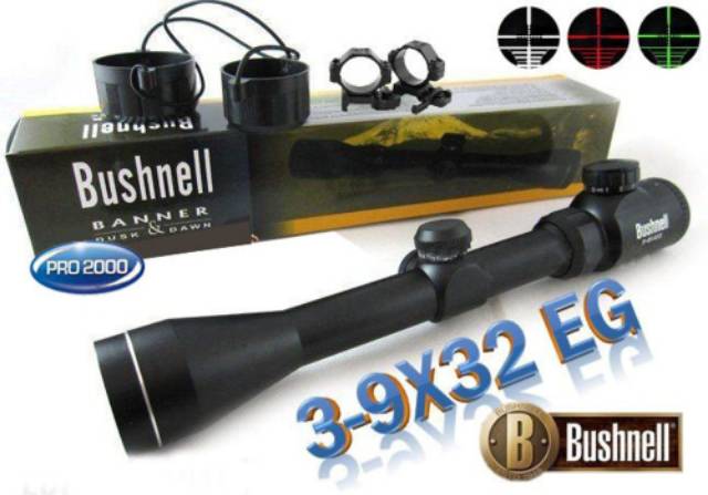 Bushnell 3-9x32 EG Banner Dusk &amp; Dawn Lighted Scope, Teleskop Senapan Angin Merk Bushnell 3-9X32