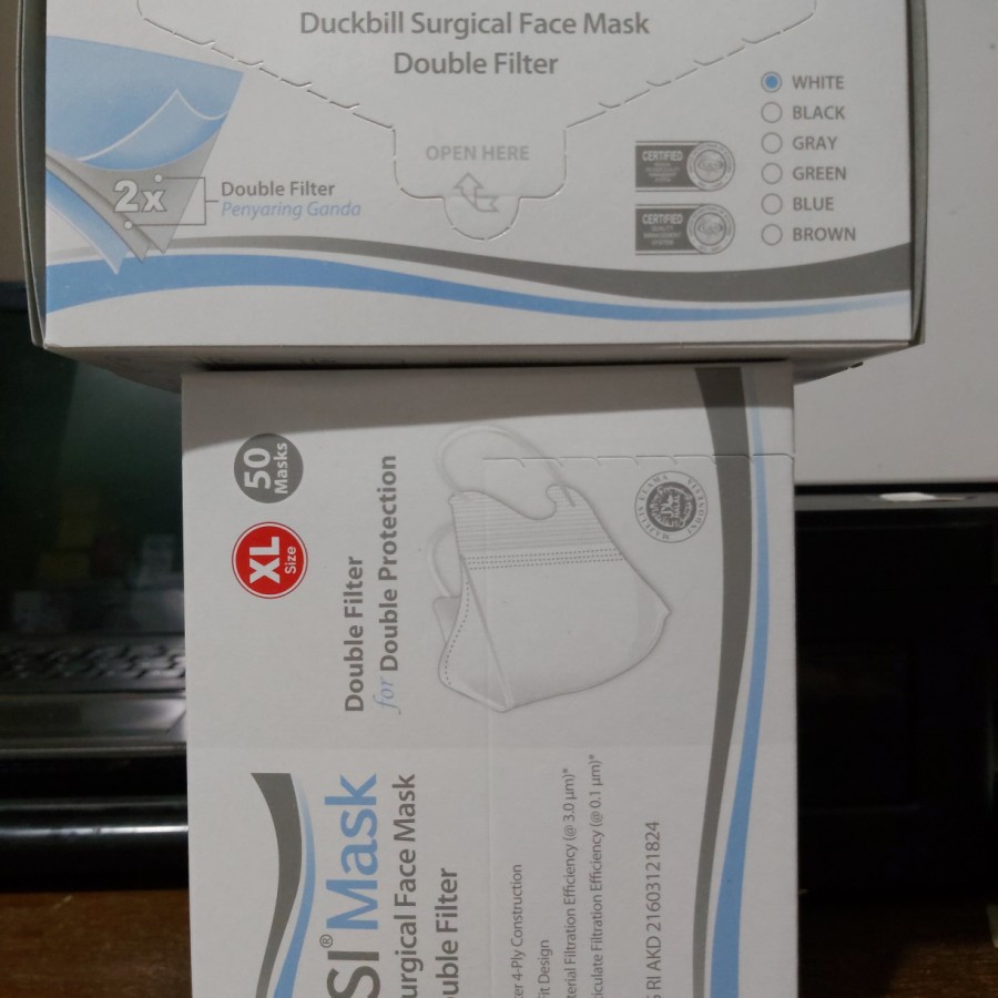 [FIB] Masker Medis Bedah Surgical Face Mask SENSI Duckbill Size XL Double Filter Protection 4 Ply Co