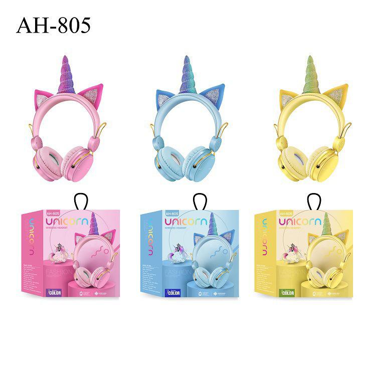 AH-805 Headphone Bando Bluetooth Anak Cute Unicorn