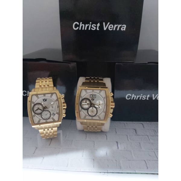 jam tangan pria christ verra cv c 70116g-12 slv rantai gold original CV C 70116G-12 SLV ORIGINAL