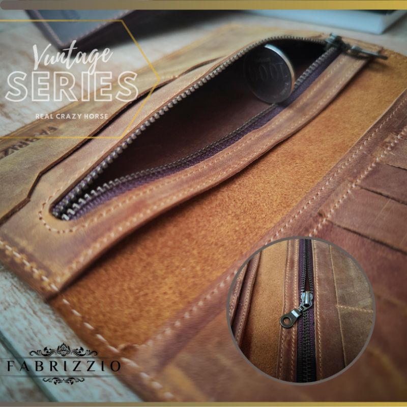 dompet panjang fabrizzio thin wallet tipis kulit asli luar dalam