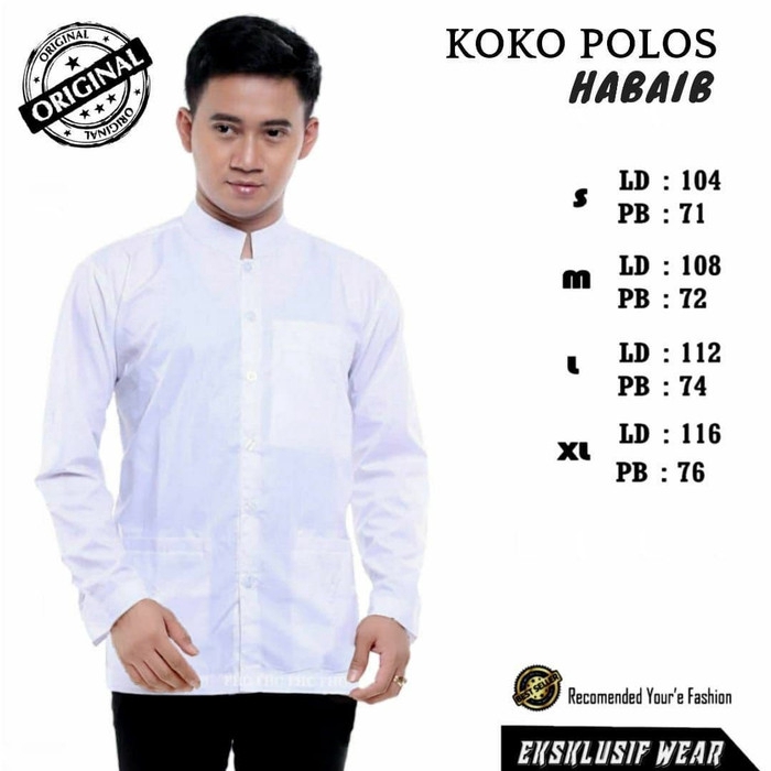 Baju Koko Polos Habaib - Putih