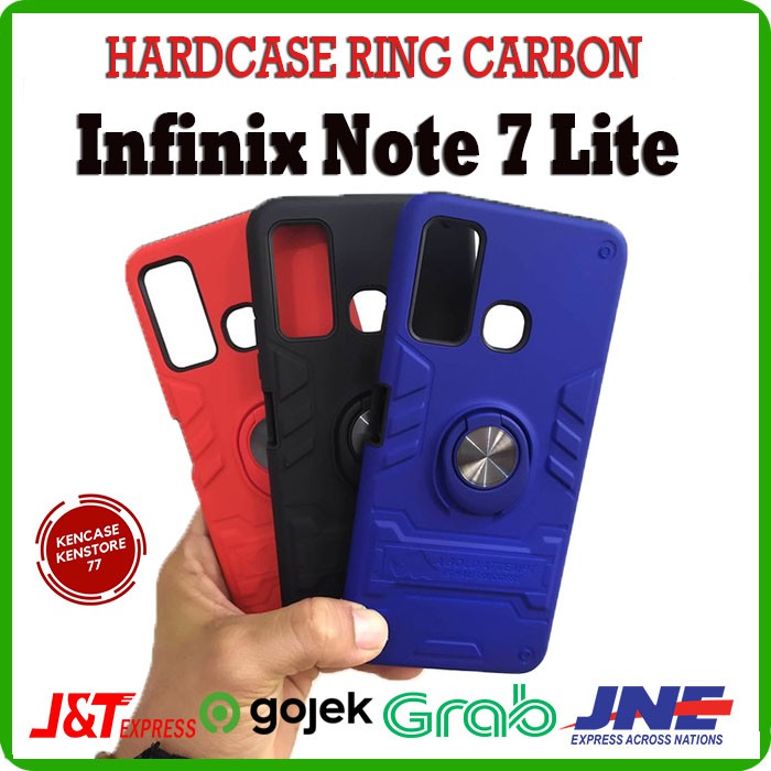 CASE INFINIX NOTE 7 LITE + RING HARDCASE RING CARBON ARMOR INFINIX