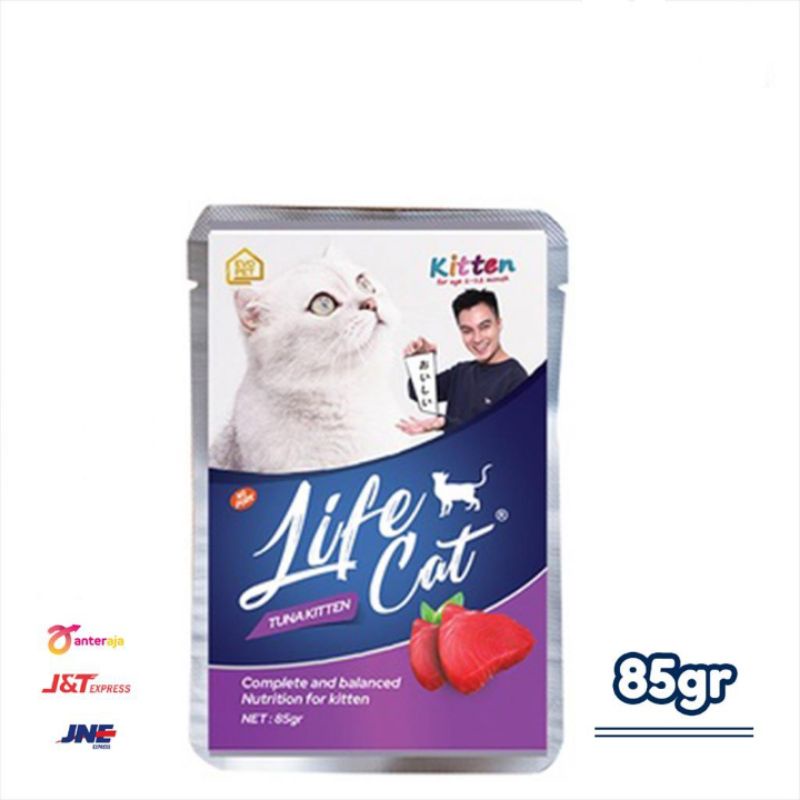 lifecat makanan kucing basah tuna kitten85g baim wong
