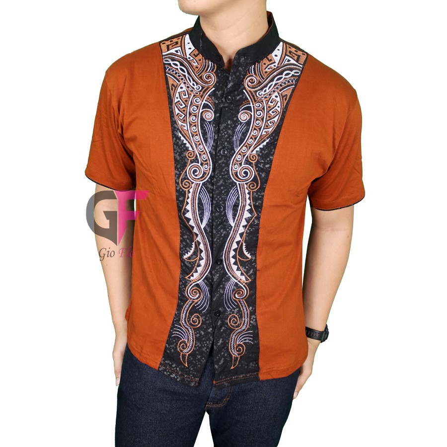 GIOFLO Baju Muslimin Pria Terbaru Baju Koko Keren Brown / KKS 29