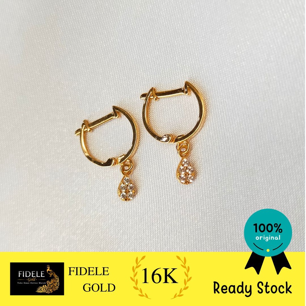 Anting Klep Tetes Permata Anting Emas Asli kadar 700