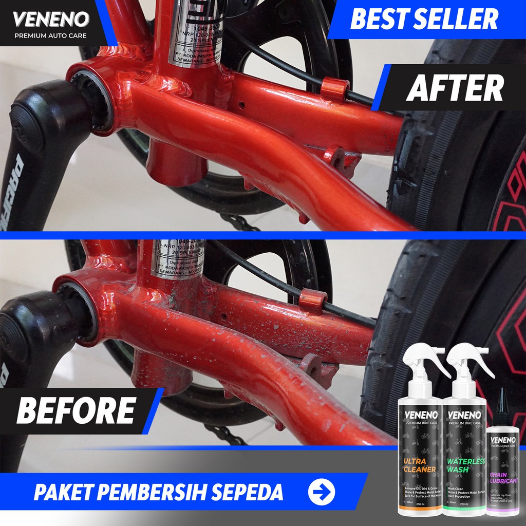 PAKET PERAWATAN SEPEDA BY VENENO BIKE CARE - PEMBERSIH SEPEDA DAN PELUMAS RANTAI SEPEDA BEST SELLER &amp; BISA COD