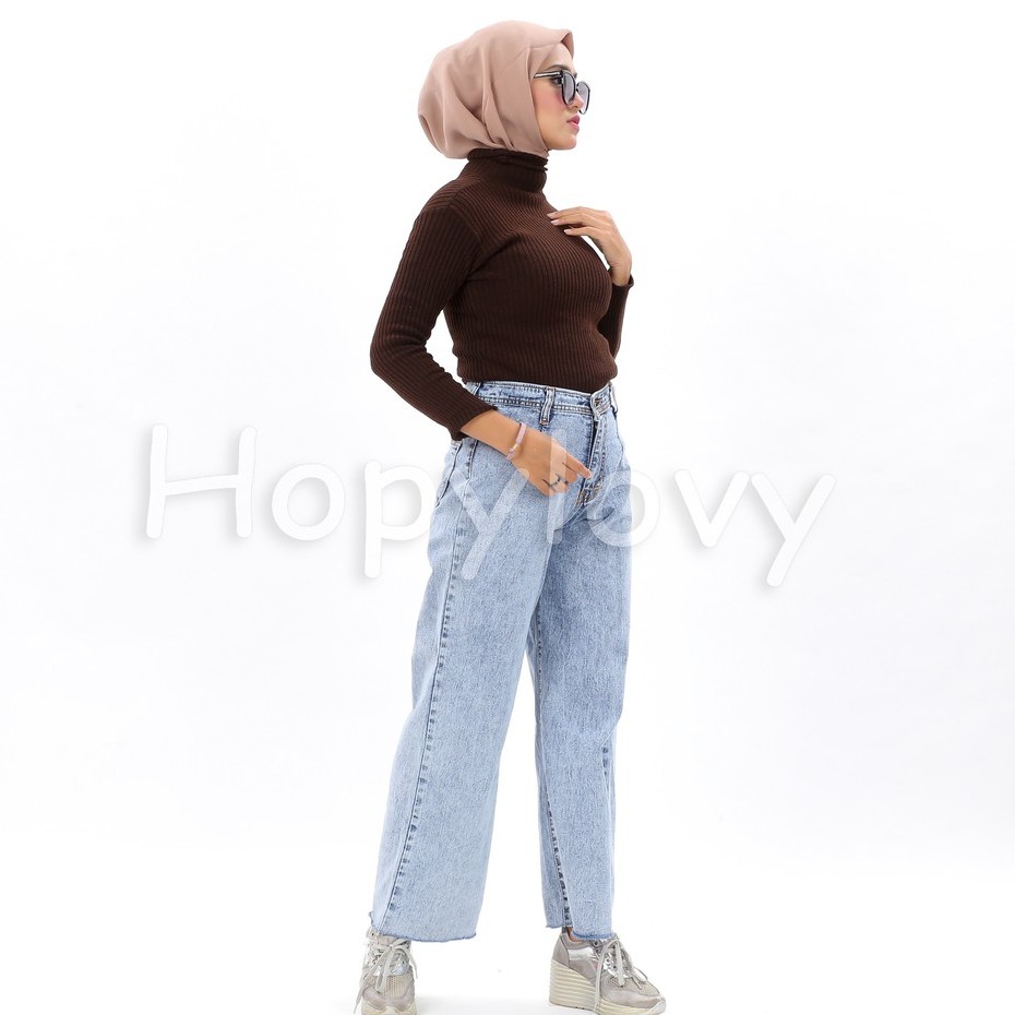 HOPYLOVY - Celana Boyfriend Jeans Wanita Model Kulot BF Acacia