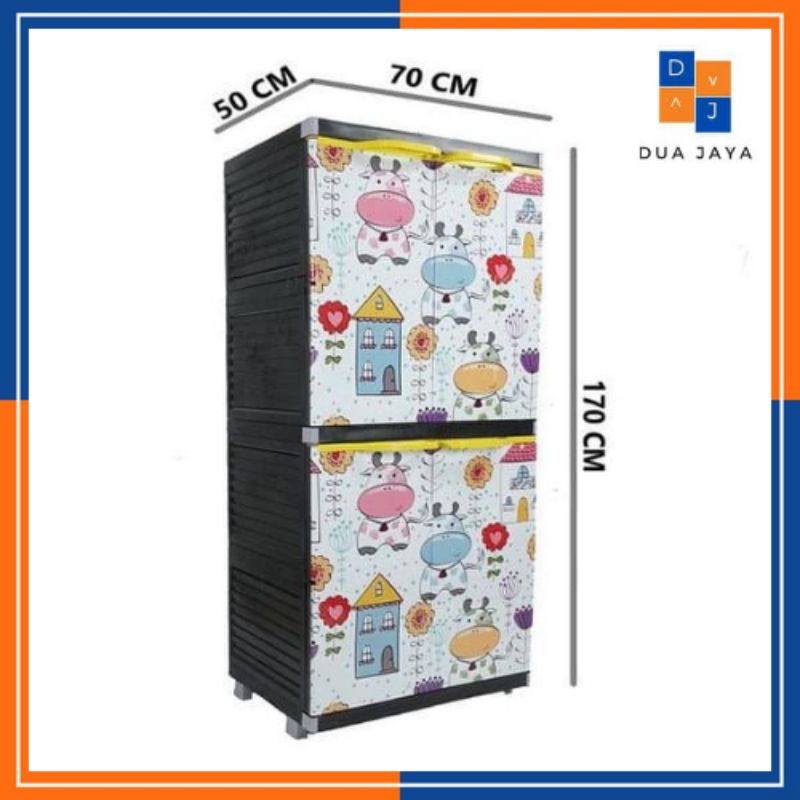 Lemari Plastik Orlando Jumbo Miami / Lemari Karakter Anak Miami / Lemari Orlando Full Hitam