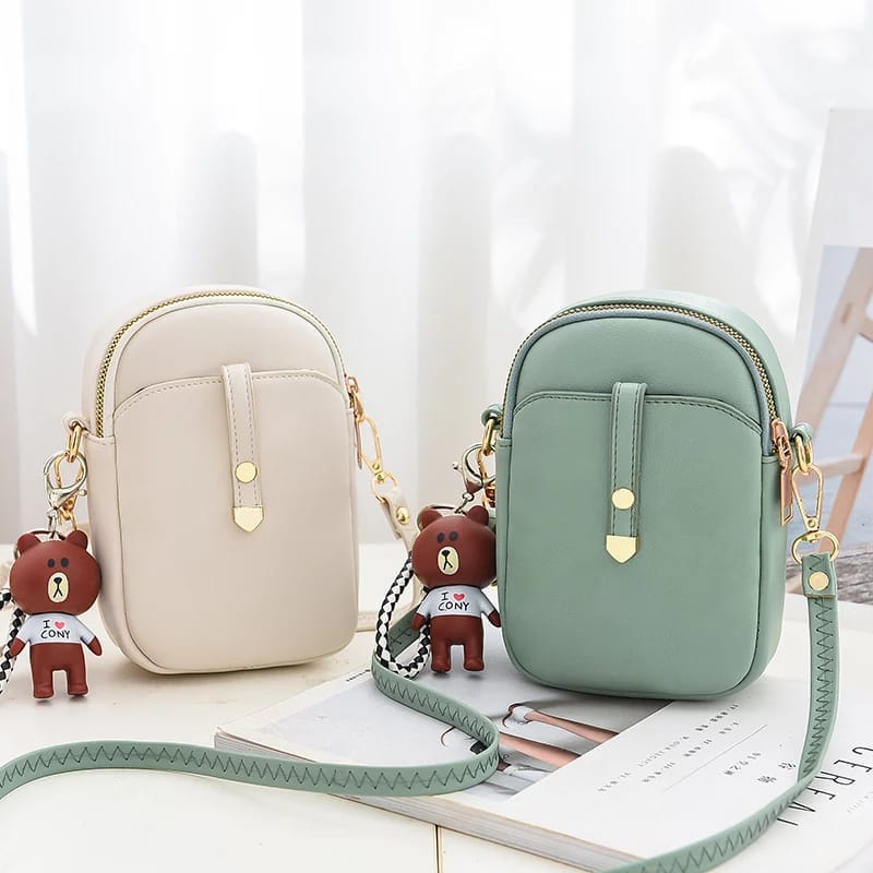 L5851 Tas Selempang Wanita Mini Slingbag Kecil Tas Handphone Phone Bag Tas HP Import Free Acc Brown
