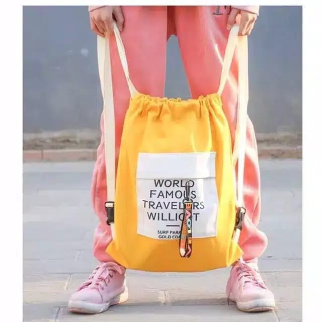 PTM-new stringbag cowok-cewek-ransel serut love-strengbag kekinian trendy