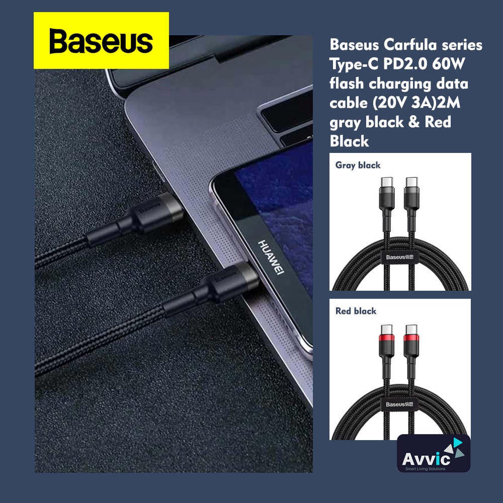 Baseus Kabel Data Cafule Series Type C To Type C 60W PD QC Fast Charging 2 Meter