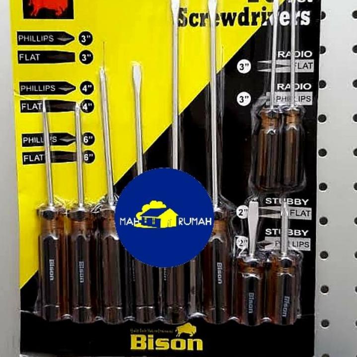 ☄ Obeng Set 10pcs 10 pcs Radio Cebol Min Plus Minus 2" 3" 4" 6" - BISON ➥