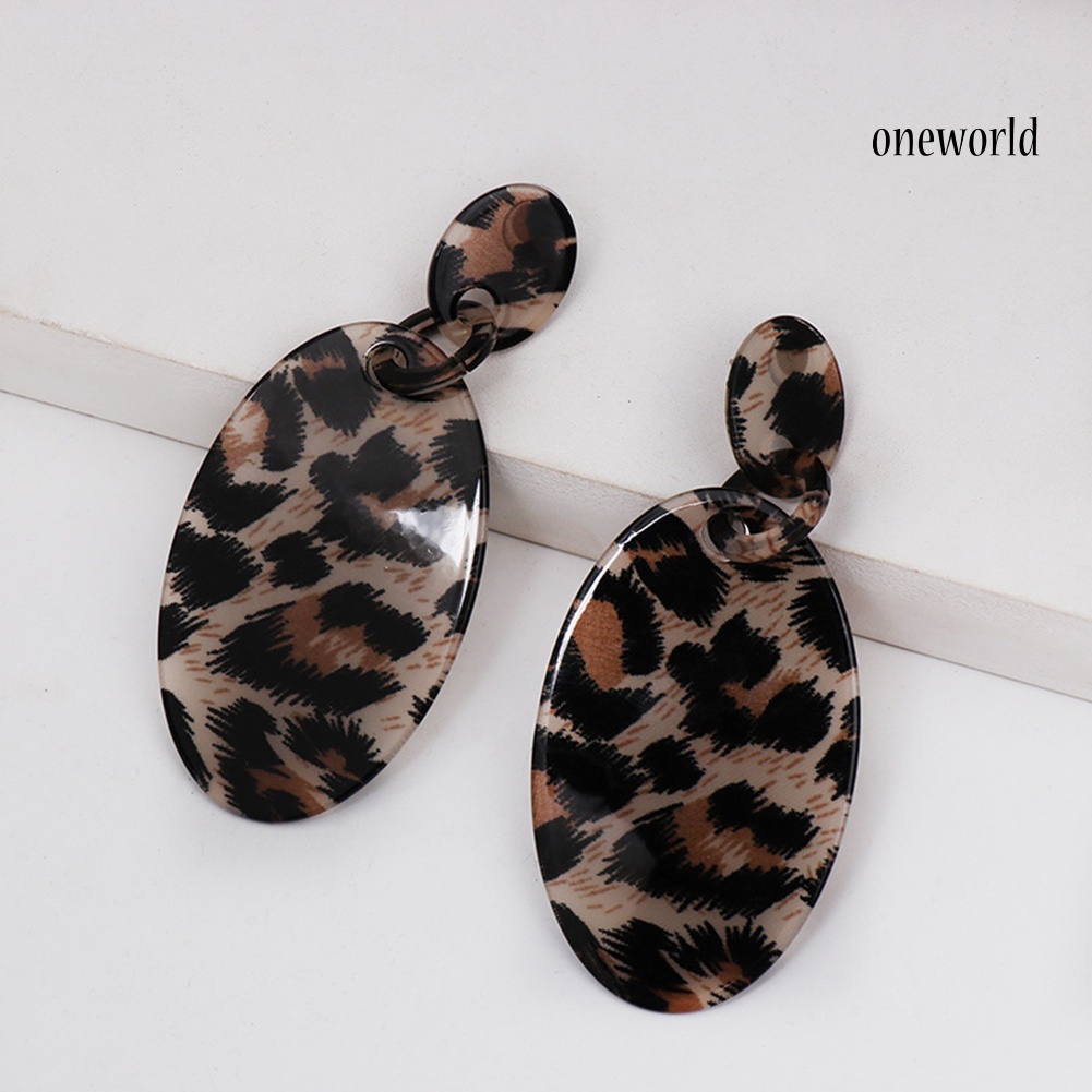 OW@ Fashion Geometric Acetate Leopard Eardrop Earrings Party Jewelry Accessory Gift