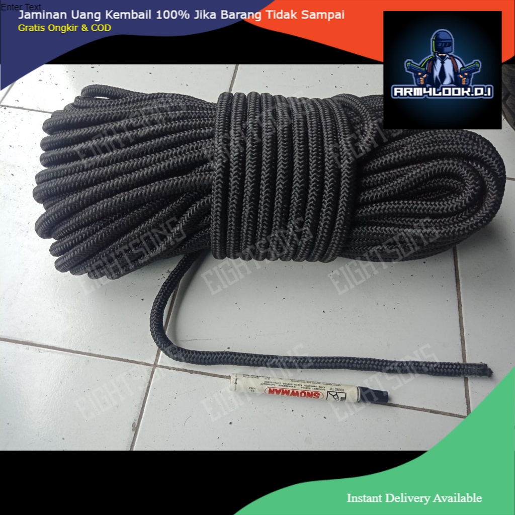 PROMO Tali Karmantel Carmantle Statis Jatah TNI Secure 12mm Meteran Panjat Climbing Caving Safety SA