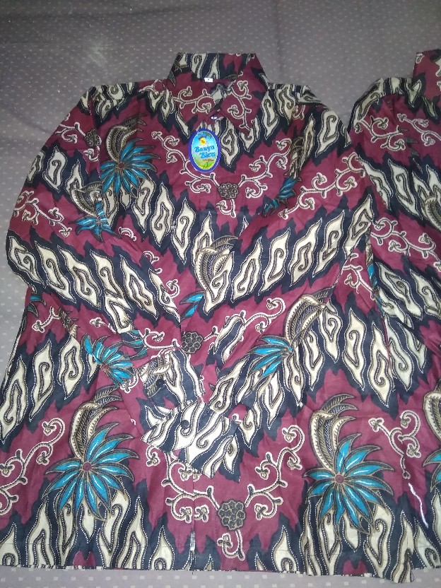 Kemeja Batik Pria M L Xl Xxl Bswart Kenongo Padi Biru Merah Sogan