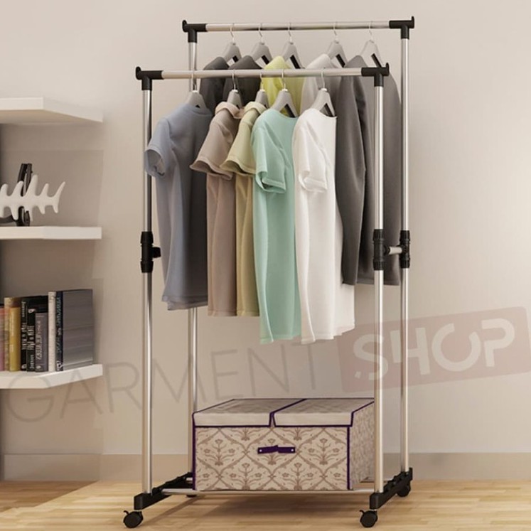 Hanger Baju Gawang Stand Hanger Rak Gawang Gawangan Jemuran Gantungan Double Hanger Kuat
