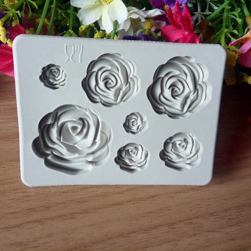 Cetakan Adonan Kue Fondant Desain Bunga Rose 3d Bahan Silikon Untuk Baking