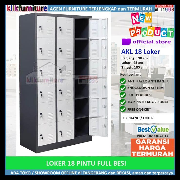 

BEST SELLER !!! LEMARI LOKER LOCKER CABINET 18 PINTU FULL BESI AKL 18 TERLARIS