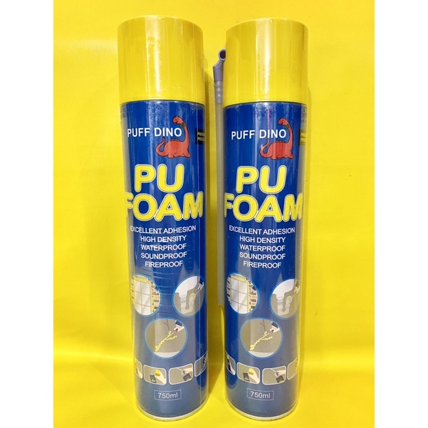 Cairan Busa PUFF DINO PU FOAM Polyurethane Foam  750ml / Pu Foam x’traseal / PUFF DINO Pu FOAM peredam suara anti api 750ml