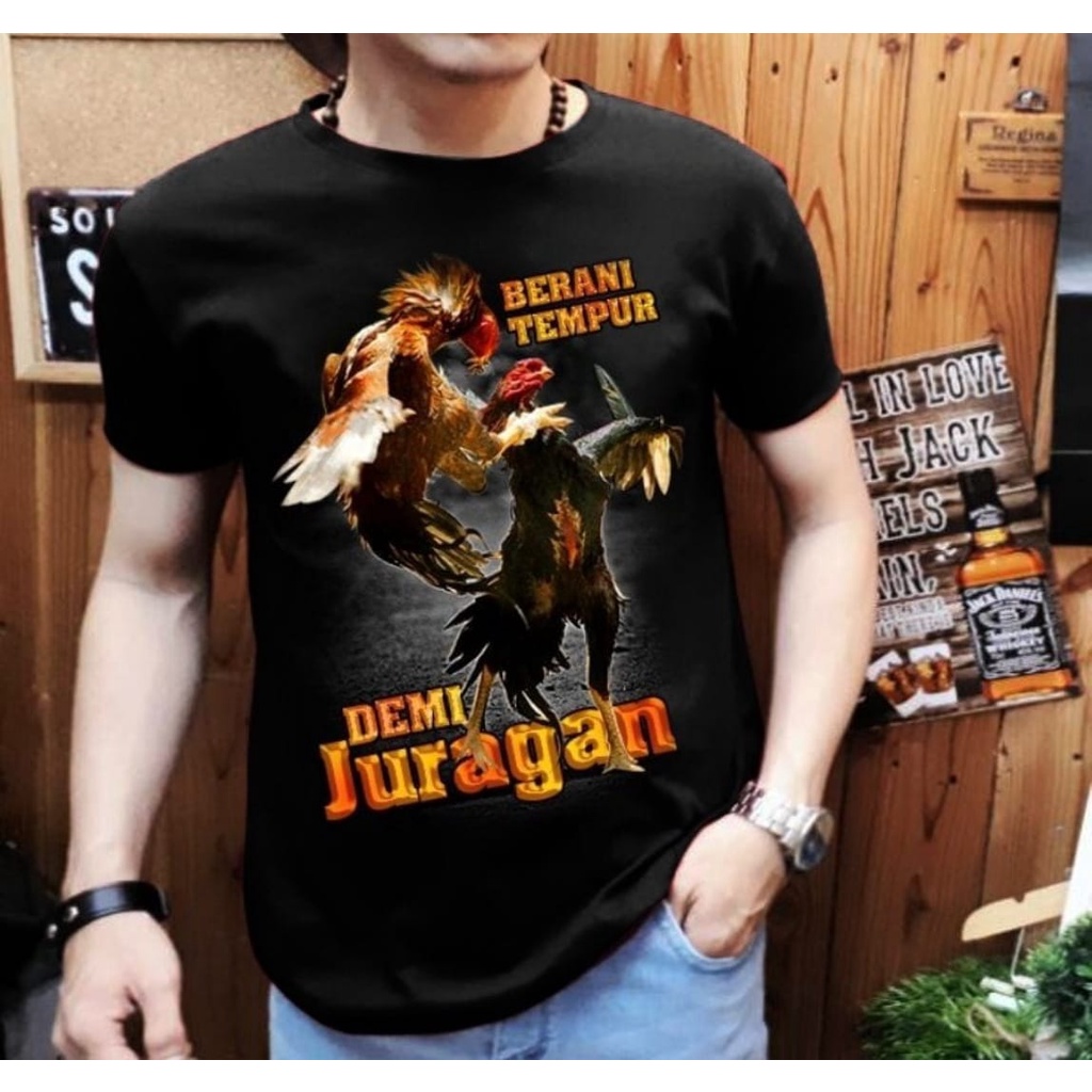 Kaos distro Pria Gambar Ayam Juragan / Ready ukuran JUMBO XXL / Shalch Trendy