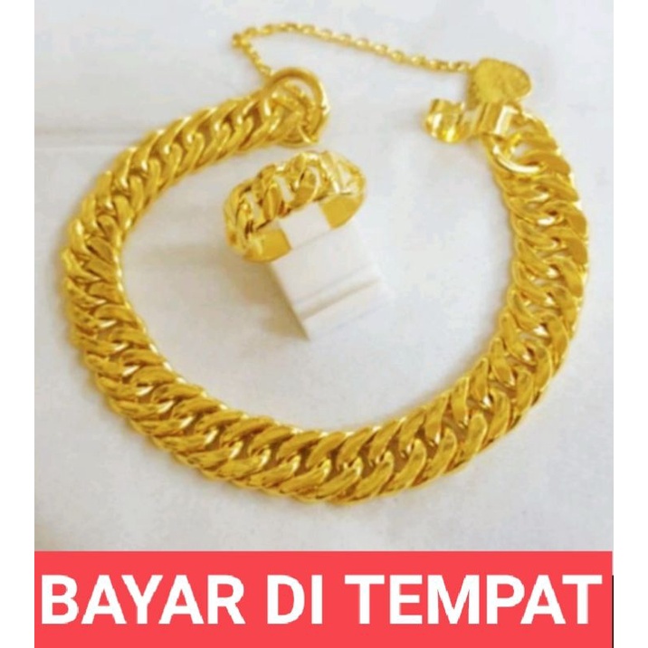 Gelang tangan  rantai free cincin dan gelang nya saja anti karat lapis emas 22 K