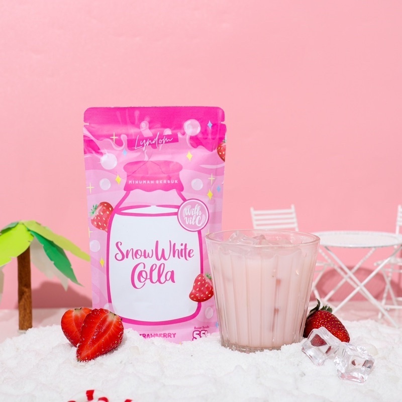 ( JURAGAN ) LYNDOM SNOW WHITE COLLA Strawberry 55gr / collagen drink / minuman collagen / snow white collagen / snow white collagen drink