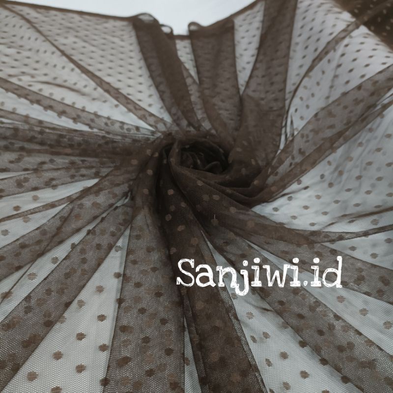 Kain Tile Polkadot/Kain Tille Dot/Soft Tulle-Coffe/kopi