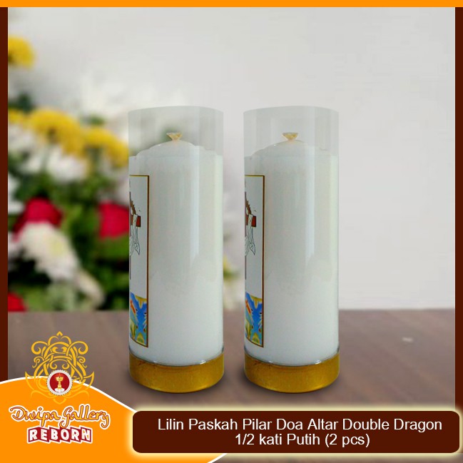 Lilin/Candle Puja Paskah Pilar Doa Altar DD 1/2 kati Putih (2 pcs)