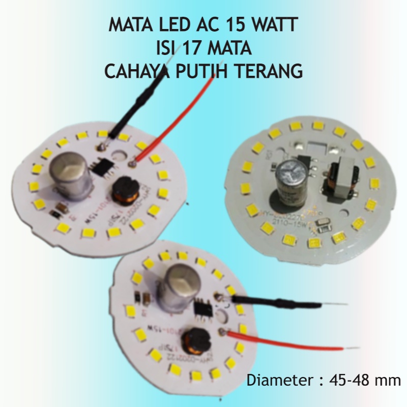 Alat Mesin papan pcb board tanpa driver mata lampu led AC 15 watt mata led 17 terang hemat bulat bek