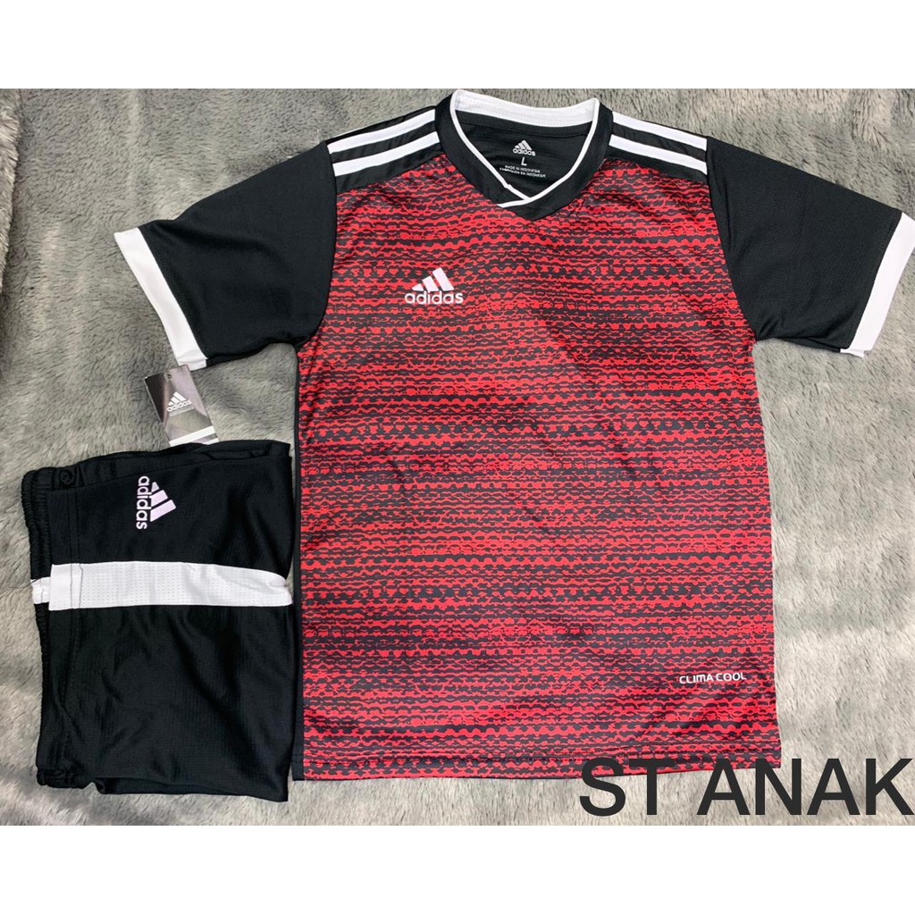 Baju Setelan Futsal Anak SD SMP Jersey Kaos Tim Futsal Anak AD Printing Merah Termurah