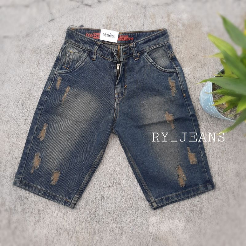 celana jeans pendek sobek pria jeans pendek jumbo pria