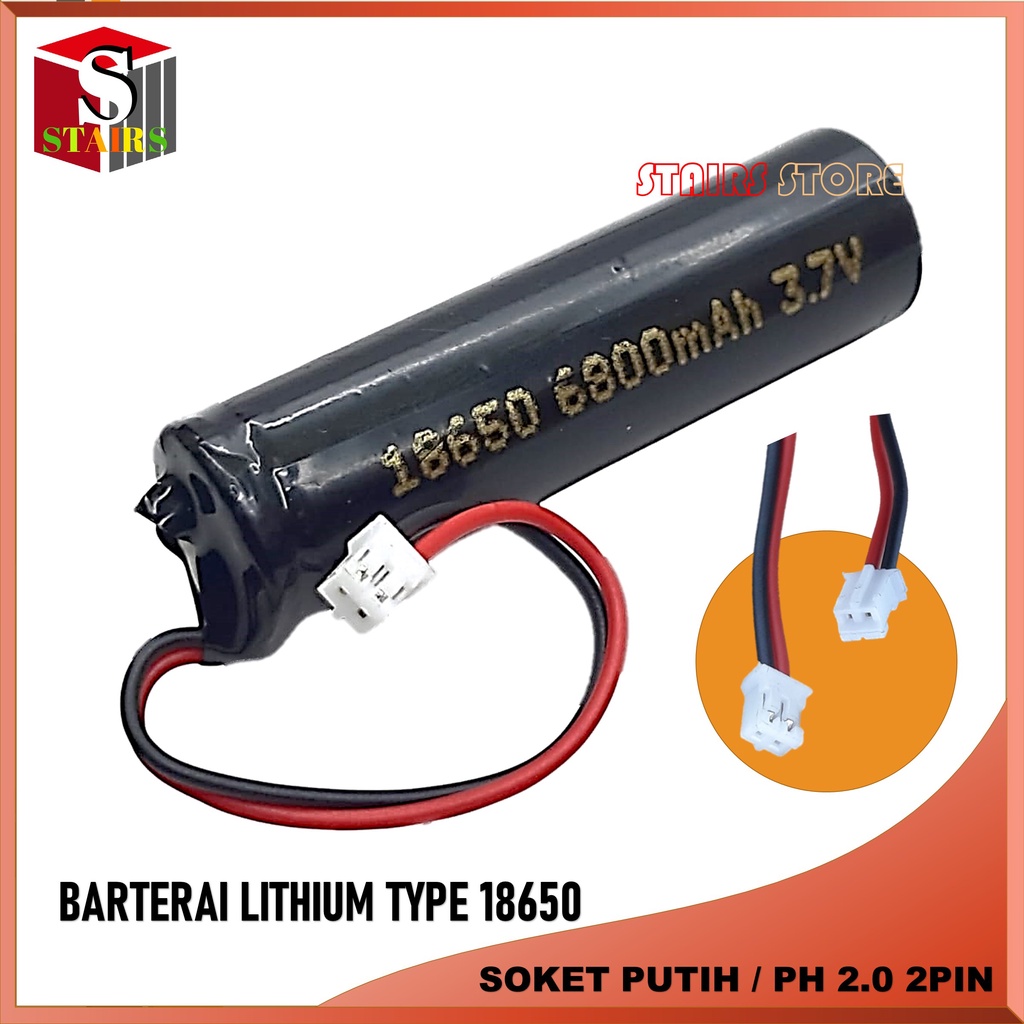 Lagi Promo baterai speaker bluetooth Type Lithium 18650 3.7V-6800mAh Soket PH 2.0