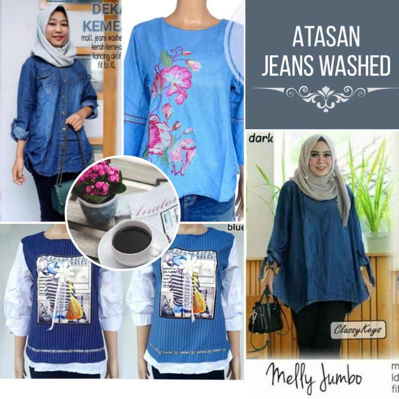 MELLY JEAN BLOUSE JEANS REDEA ALFASHION WASHED INCOME ENTER SRIKANDI AKASIA HANA ARKEN CANTIK