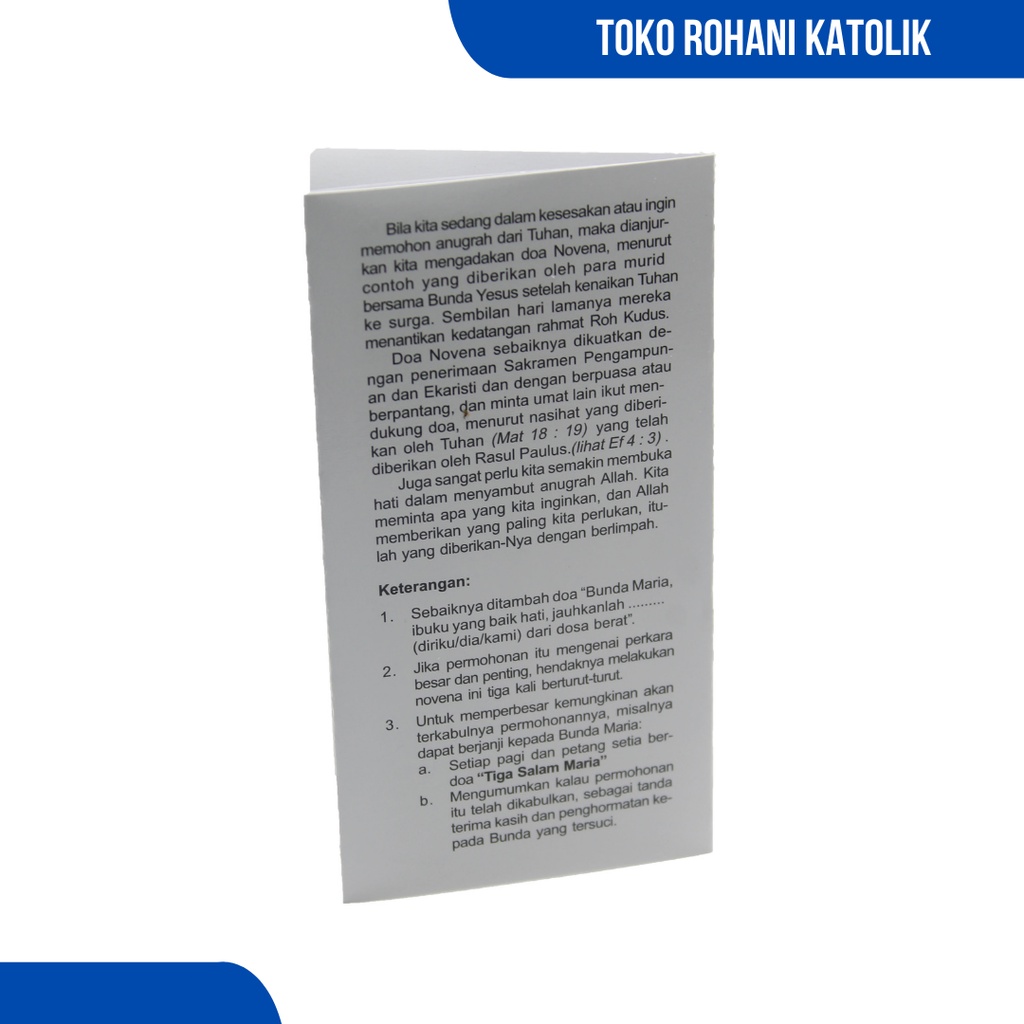 LEMBAR DOA NOVENA 3 SALAM MARIA / NOVENA TIGA SALAM MARIA / BUKU DOA KATOLIK / LEMBAR DOA ROSARIO KATOLIK / BUNDA MARIA / PATUNG MARIA /