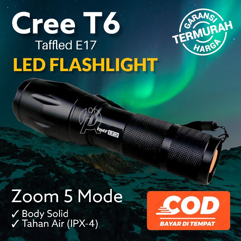 TERMURAH Senter LED E17 Cree XM-L T6 Camping Flashlight Tactical